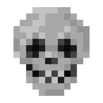 Skull pixel art. Retro game style skull logo. Vector illustration. Stock Illustration