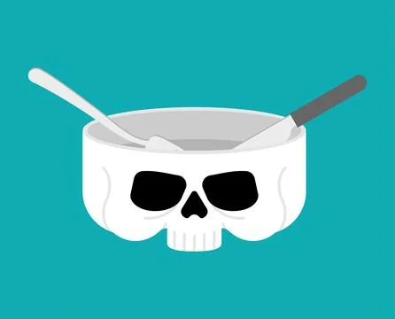 Skull plate isolated. Skeleton head as dishes Stock Illustration