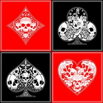 Skull poker pattern vector design 스톡 일러스트