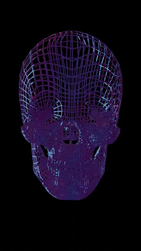 A skull with a purple and blue pattern on it Stock Footage 309922541