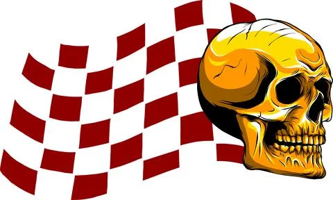 Skull with race Flag vector illustration Stock Illustration