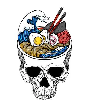 Skull ramen Stock Illustration