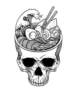 Skull ramen Stock Illustration