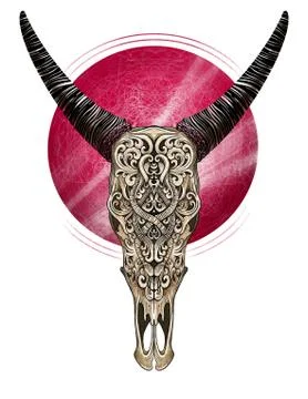 Skull on red circle Stock Illustration