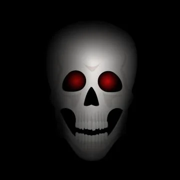 Skull with red eyes Illustrazione stock