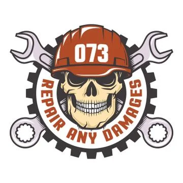 Skull in a red helme Stock Illustration