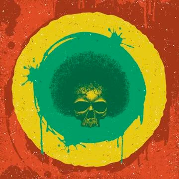 Skull reggae graphic design. Stock Illustration