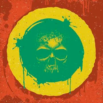 Skull reggae graphic design. Stock Illustration