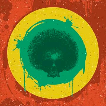 Skull reggae graphic design. Stock Illustration