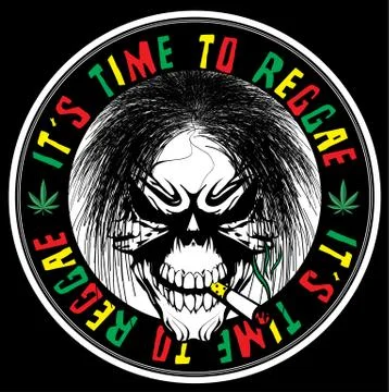 Skull reggae tee graphic design Illustrazione stock