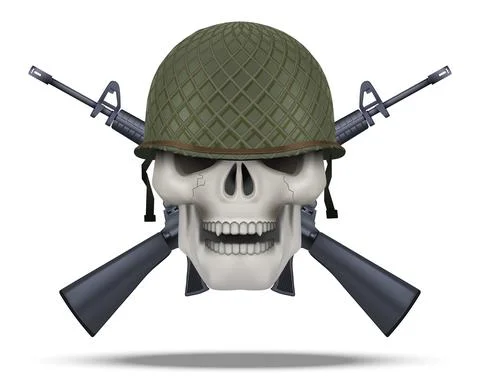 Skull with rifles USA label Stock Illustration