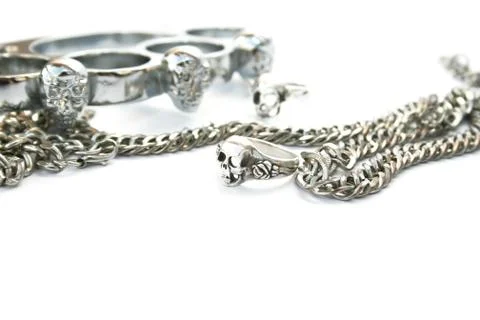 Skull rings,kastet,chain Stock Photos