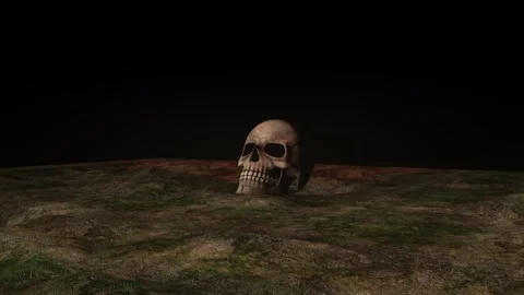 Skull Rising From Ground Animation Stock Footage 326373566