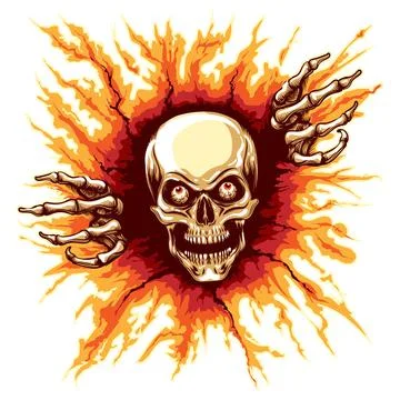 Skull Rising from Hell Vector Illustration Stock Illustration