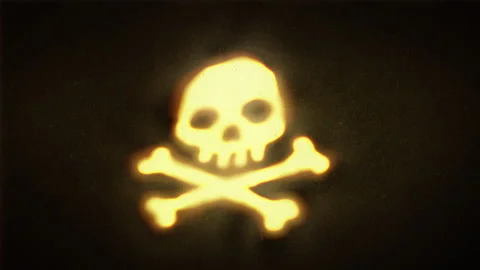 Skull with a risograph-style texture grunge animation Stock Footage 320876267