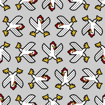 Skull rooster pattern seamless. Skeleton rooster background. Vector texture Stock Illustration