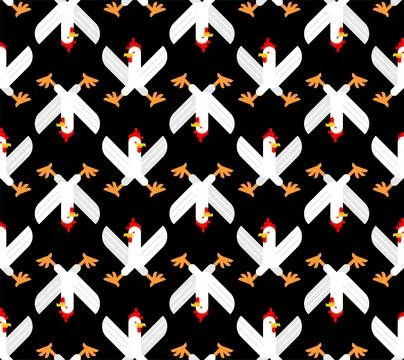 Skull rooster pattern seamless. Skeleton rooster background. Vector texture Stock Illustration