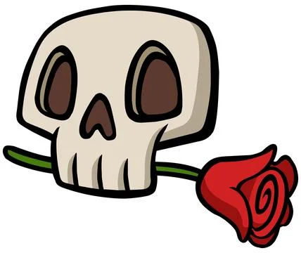 Skull with Rose Stock Illustration