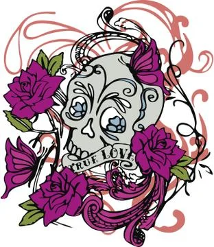 Skull Rose Vector Illustration Design Art Stock Illustration