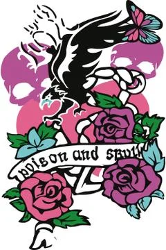 Skull Rose Vector Illustration Design Art Stock Illustration