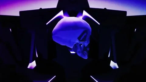 Skull rotating with purple neon light Stock Footage 325105140