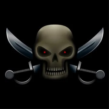 Skull with sabers in dark Stock Illustration