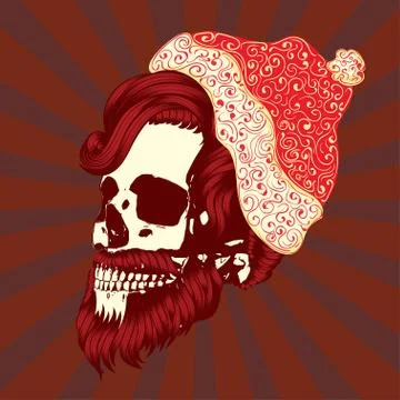 Skull in Santa cap Stock Illustration