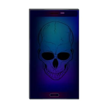 Skull on screen isolated on white background. Stock Illustration