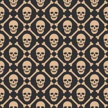 Skull seamless dark pattern Stock Illustration