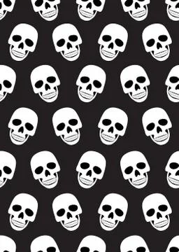 Skull seamless pattern on black background. halloween skull pattern backgroun Stock Illustration