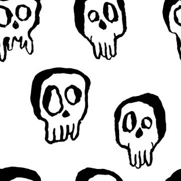 Skull seamless pattern. Grunge brush isolated skeleton. Vector illustration. 스톡 일러스트