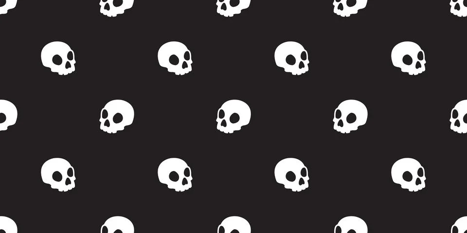 Skull seamless pattern Halloween vector bone isolated ghost face Illustrazione stock