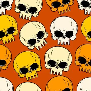 Skull seamless pattern. Texture of head skeleton. Background for Halloween. C Illustrazione stock