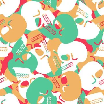 Skull seamless pattern. texture skeleton head. Skulls ornament. bone backgrou Stock Illustration
