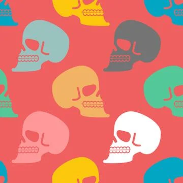 Skull seamless pattern. texture skeleton head. Skulls ornament. bone backgrou Illustrazione stock
