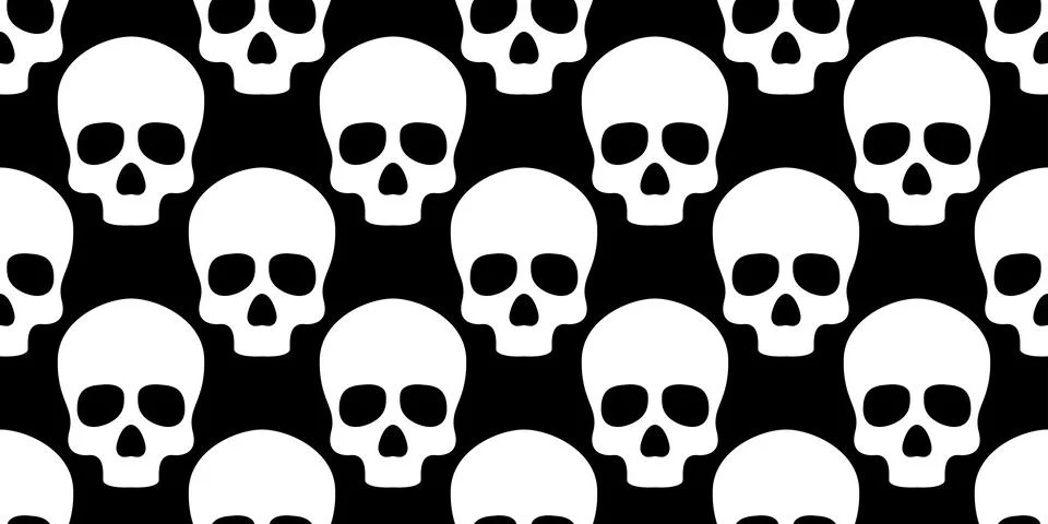 Skull seamless vector Halloween pattern bone ghost face gothic Stock Illustration
