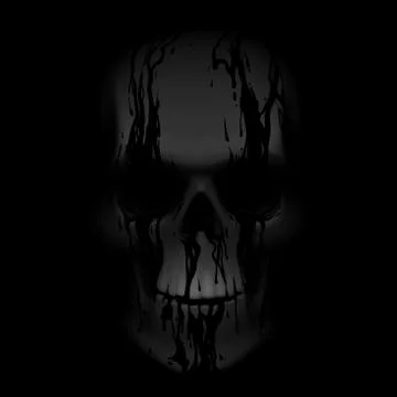 Skull in shadow with black ink Stock Illustration