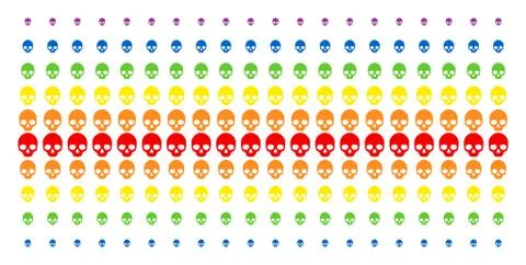 Skull Shape Halftone Spectrum Effect Stock Illustration
