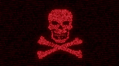 Skull shape with noise and glitching. Internet piracy and online security loop Stock Footage 157991993