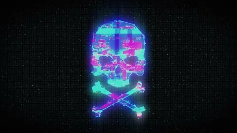 Skull shape with noise and glitching. Stock Footage 232990098
