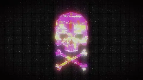 Skull shape with noise and glitching. Stock Footage 232990271