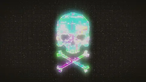 Skull shape with noise and glitching. Stock Footage 232990385