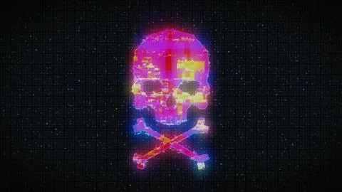 Skull shape with noise and glitching. Stock Illustration