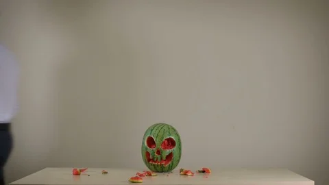 Skull shape of watermelon 4k UHD (3840x2160) Stock Footage 76596810