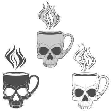 Skull shaped cup with hot coffee Stock Illustration