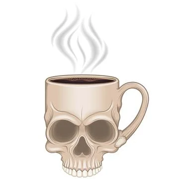 Skull shaped cup with hot coffee Stock Illustration
