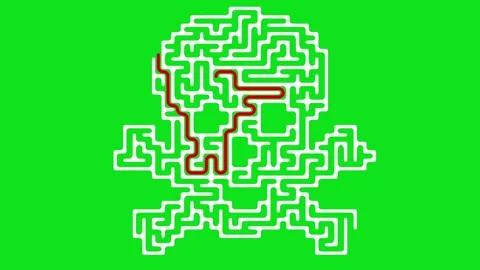Skull shaped maze with solution path on ... | Stock Video | Pond5