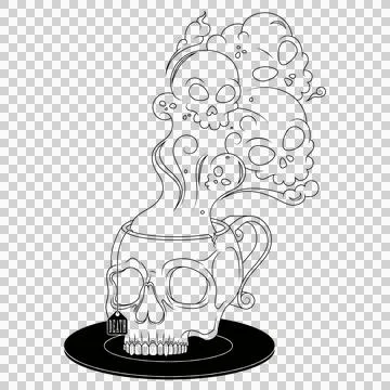 Skull Shaped Tea Cup With Toxic Death Smoke Stock Illustration