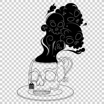 Skull Shaped Tea Cup With Toxic Death Smoke Stock Illustration