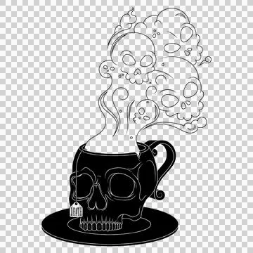 Skull Shaped Tea Cup With Toxic Death Smoke Stock Illustration
